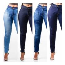 Kit 3 Unid Calça Skinny Feminina Jeans Destroyed Hot Pants