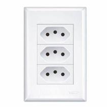 Kit 3 Unid. Conjunto 4x2 Tomada Tripla 10A Modular Evidence - Fame