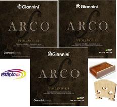 kit 3 unid Corda Violino Giannini 4/4 Média + Breu+ Cavalete