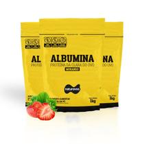 Kit 3 Unidades Albumina Em Pó Naturovos 1kg Refil