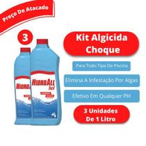 Kit 3 Unidades Algicida Choque Hidroall 1 Litro Kit 3 Unidades Algicida Choque Hidroall 1 Litro