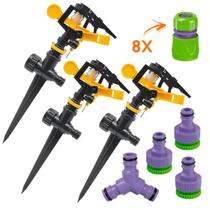 Kit 3 Unidades Aspersor de Irrigação Ajustável tipo Espiga Setorial Jardim Horta e Afins Conector 1/2 e 3/4 Jato Spray