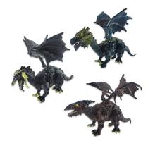 Kit 3 Unidades Brinquedo Reino dos Dragões Miniaturas Coleção Dragão Borracha Articulado