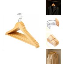 Kit 3 Unidades Cabides De Madeira com Verniz