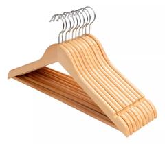 Kit 3 Unidades Cabides De Madeira com Verniz Kit 3 Unidades Cabides De Madeira com Verniz