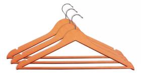 Kit 3 Unidades Cabides De Madeira com Verniz Kit 3 Unidades Cabides De Madeira com Verniz