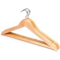 Kit 3 Unidades Cabides De Madeira Premium Marfim Para Roupas Calça Gancho Cromado