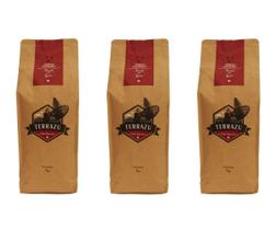 Kit 3 unidades Café Terrazu Gourmet Torrado em Grãos Arábica Máquina Espresso 1Kg