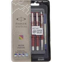 Kit 3 Unidades Caneta Parker Vector Roller Ball + Ball Pen + Tinteiro Combo Original -