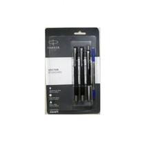 Kit 3 Unidades Caneta Parker Vector Roller + Ball Pen + Tinteiro