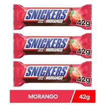 Kit 3 Unidades Chocolate Snickers Morango 42g Mars