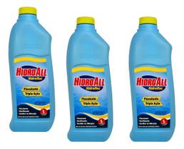 Kit 3 Unidades Clarificante E Fluculante Hidrofloc 1 Litro