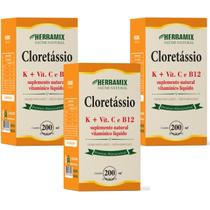 Kit 3 Unidades Cloretássio Potássio Com Vitaminas B12 e C 200ML Force do Brasil