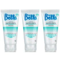 Kit 3 Unidades Creme Esfoliante Depil Bella Facial Limpeza de Pele Extrato de Alecrim Desodorante 50g