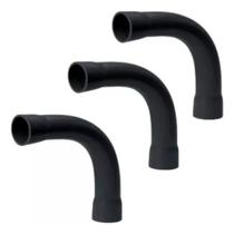 Kit 3 Unidades Curva 90 Com Luva Conduite Eletrotuto 3/4 Preto