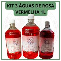 Kit 3 Unidades de Água de Rosas Vermelhas 1 Litro