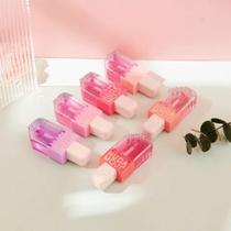 Kit 3 unidades de Batom lip gloss glitter formato picolé cheirinho doce