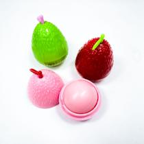 Kit 3 unidades de lip balm formato fruta lichia hidratante cheirinho doce bolinha - Filó Modas