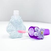 Kit 3 unidades de lip gloss labial formato patinha com glitter pingente urso Palito brilhoso