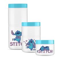 Kit 3 Unidades de Potes Porta Condimentos Com Tampa Empilhavel Lilo Stitch Kit 3 Unidades de Potes Porta Condimentos Com Tampa Empilhavel Lilo Stitch