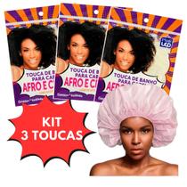 kit 3 unidades de Touca De Banho Cabelo Grande Volumoso Afro Tranças Black Power Kit Com 3 kit 3 unidades de Touca De Banho Cabelo Grande Volumoso Afro Tranças Black Power Kit Com 3