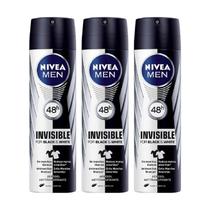 Kit 3 Unidades Desodorante Aerosol Nivea Men Black & White 150ml