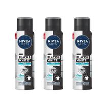 Kit 3 Unidades Desodorante Aerosol Nivea Men Black & White Invisible Fresh 150ml