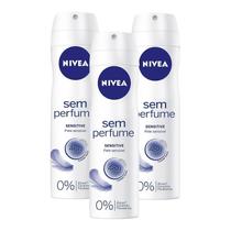 Kit 3 Unidades Desodorante Aerosol Nivea Sem Perfume Sensitive 150ml