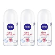 Kit 3 Unidades Desodorante Roll On Nivea Dry Confort 50ml