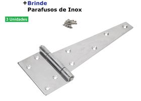 Kit 3 unidades Dobradiça Inox Leme triangulo Reforçada 100x200 mm Porteira porta Portão - Mahler