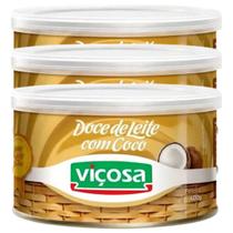 Kit 3 Unidades Doce De Leite Viçosa Com Coco Lata 400g