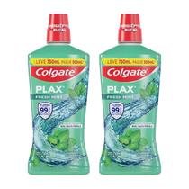 Kit 3 Unidades Enxaguante Antisseptico Bucal Colgate Plax Fresh Mint Sem alcool Leve 750ml Pague 500ml