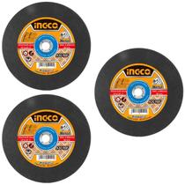 Kit 3 unidades - ingco disco de corte para metal 14 pol (355mm x 3.0mm x25.4 mm)