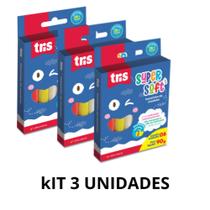 Kit 3 unidades Massa De Modelar Supersoft 90g Conjunto Tris 6 Cores
