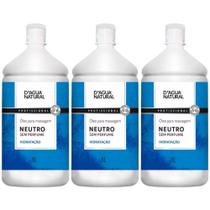 Kit 3 Unidades Óleo Massagem Neutro Corporal D Agua Natural Hidratação 1L
