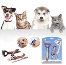Kit 3 Unidades Para Cachorro e Gato Com Pente Lixa De Unha e Tesoura G Acessórios Pet - Kit 3 Peças Pet