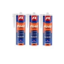 Kit 3 Unidades - Silicone Selante Cola Pu 40 Cinza 380g Autofix