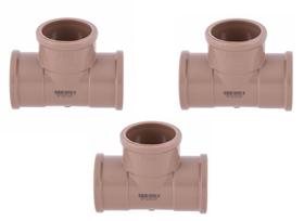 KIT 3 UNIDADES Tê PVC Marrom Soldável 1.1/2" 50mm *804*