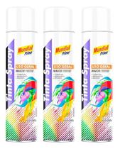 KIt 3 Unidades Tinta Spray Branco Fosco Uso Geral Mundial Prime 400ml