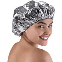 Kit 3 unidades Touca térmica cabelo feminina metalizada hidratação tintura protetora simples
