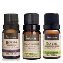 Kit 3 unidads - Óleo Essêncial para Aromaterapia - Lavanda, Limão e Melaleuca (tea tree). - via aroma