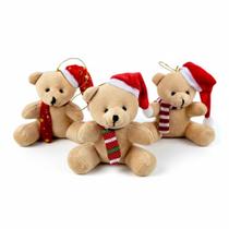 Kit 3 Ursinho Natalino Enfeite Arvore de Natal Pelúcia 12cm Kit 3 Ursinho Natalino Enfeite Arvore de Natal Pelúcia 12cm
