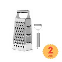Kit 3 Utensilios Cozinha com Descascador Ralador e Peneira para Descascar Ralar Peneirar em Inox