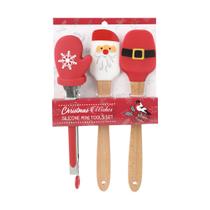 Kit 3 Utensílios Natalinos Pinça, Espátula e Colher 24cm