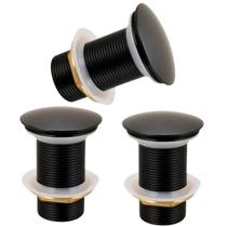 Kit 3 Valvula Lavatorio Pia Banheiro Click 1 1/4 Inox Preto