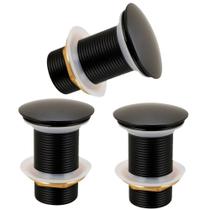 Kit 3 Valvula Lavatorio Pia Banheiro Click 1 1/4 Inox Preto