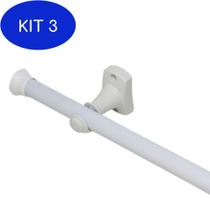 Kit 3 Varão Simples Para Cortinas 3,00Mts 19Mm Branco Compacto
