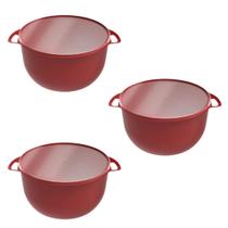 Kit 3 Vasilhas Multiuso Plástica Caçarola Tampa Para Salada 6,5 Litros Alimento Cozinha