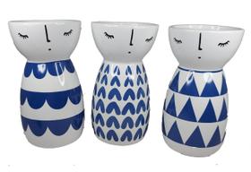 Kit 3 Vasinhos Chinêses Decorativos P/ Suculenta - Vaso Azul Kit 3 Vasinhos Chinêses Decorativos P/ Suculenta - Vaso Azul