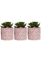 Kit 3 Vaso Cimento Cachepot Suculenta Planta Artificial Rosa